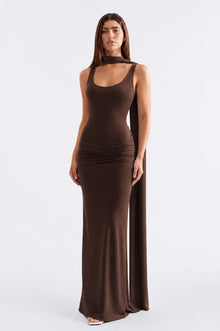 Elena Scarf Dress Chocolate