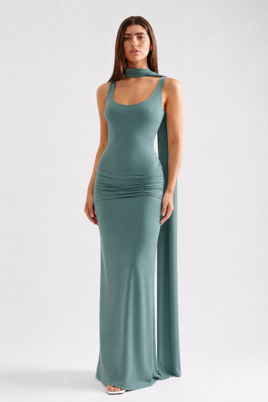 Elena Scarf Dress - Sage