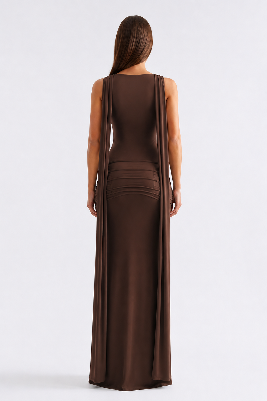 Elena Scarf Dress Chocolate
