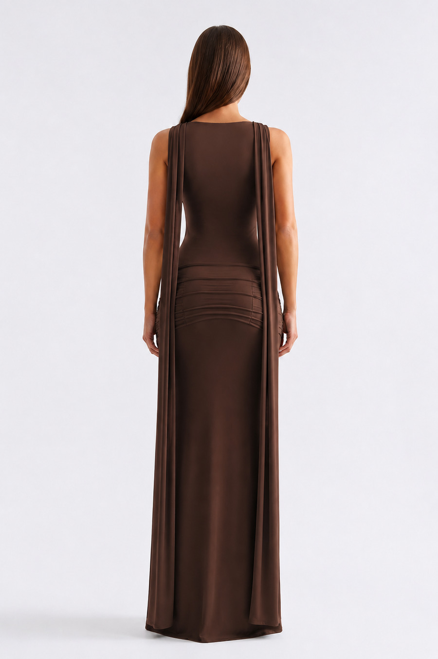 Elena Scarf Dress Chocolate